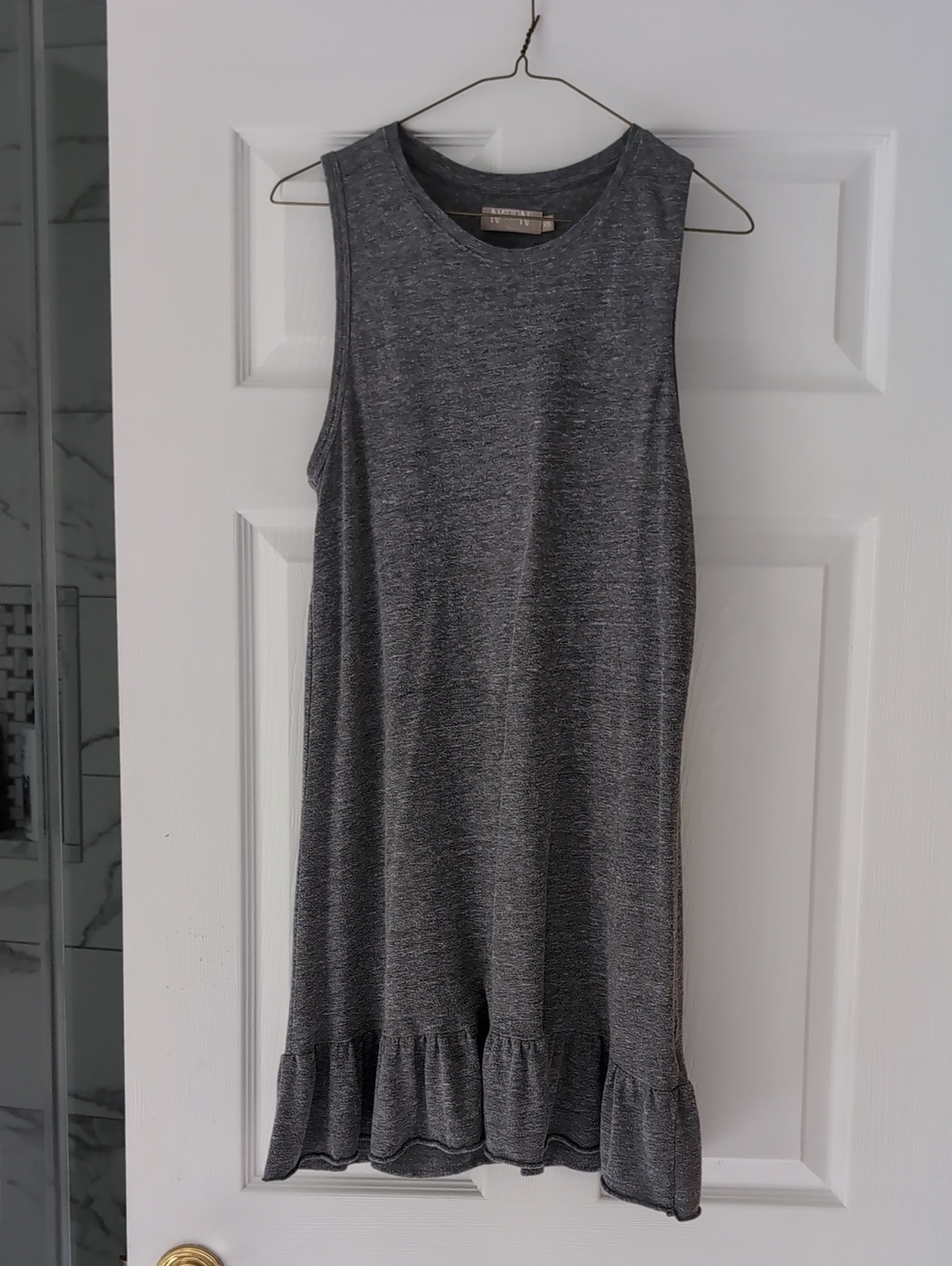 Nation LTD Charcoal Gray Sleeveless Ruffle-Hem Mini Dress